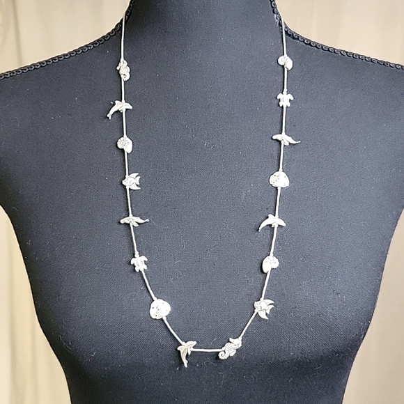 Kabana 925 Jewelry - VTG KABANA Sterling Silver Sea Life Fetish Station Necklace 925 #NK902 Rare.